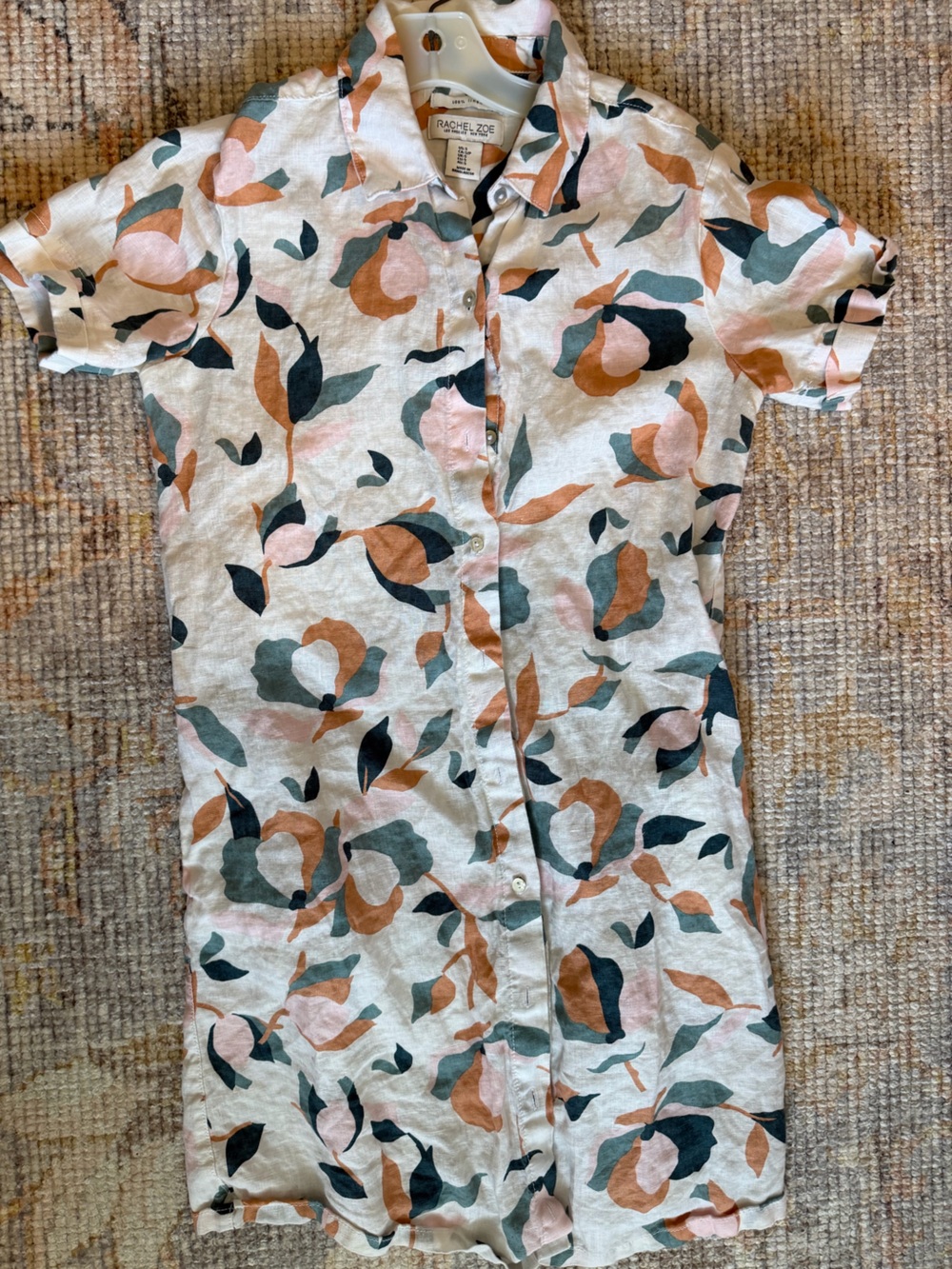 Rachel Zoe Button-Up Dress in Cream, Blush & Green